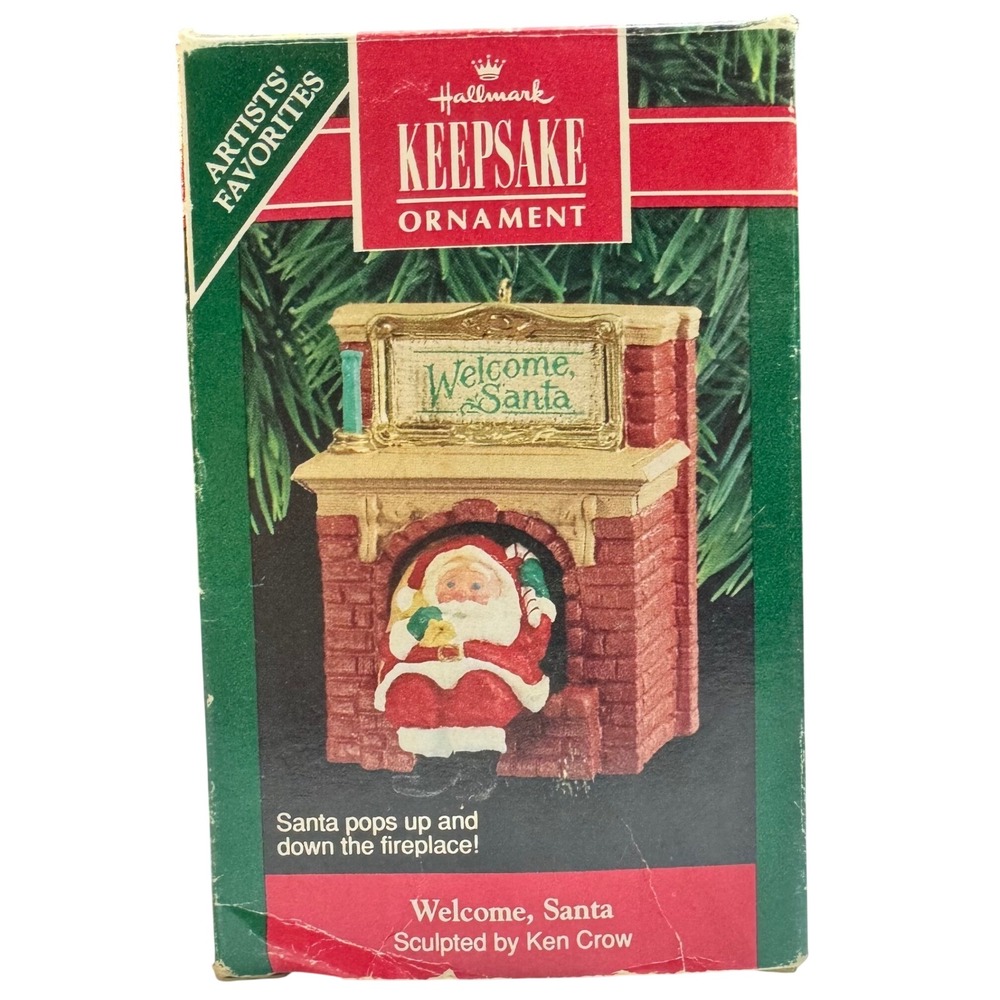 Hallmark Welcome Santa 1990 QX477-3 Ken Crow Mechanical Keepsake Ornament